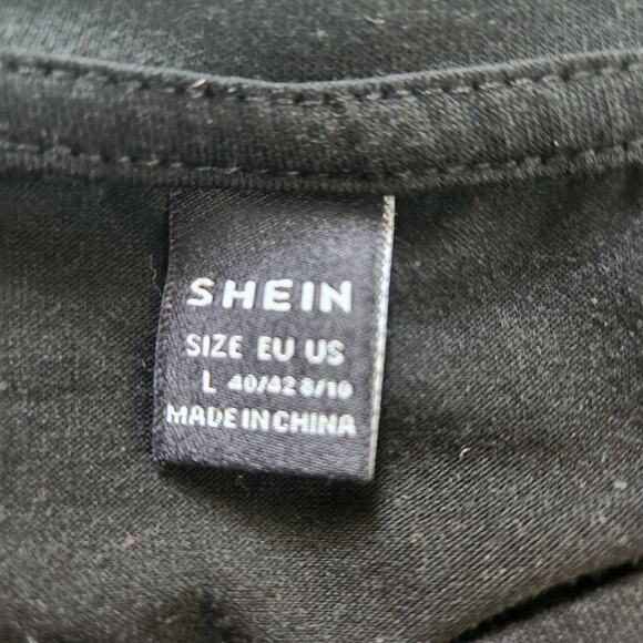 Shein Black Knit Ruffle Hem Midi Dress With Pockets Large/ XL Stretch - Picture 7 of 7